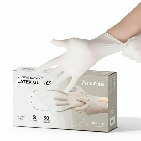 FIFTHPULSE Latex Disposable Gloves, Latex, S, 50 PK, Natural FMN100364